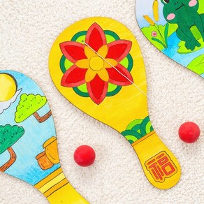 라켓 고무줄 공놀이 만들기 키트 실내 체육 활동 색칠 놀이 초등 어린이집 유치원, 라켓공놀이(개구리)