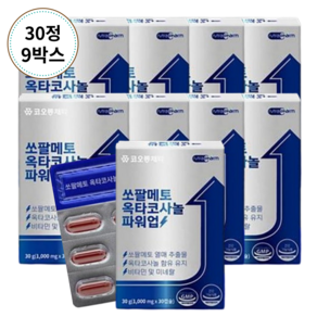 [코오롱제약] 쏘팔메토 옥타코사놀 파워업 1000mg x 30캡슐 남자 남성 영양제 에너지 활력 전립선, 90정, 3개