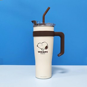 미니소 스누피 빅맥 대용량 스텐 물컵 보온 빨대포함 1600ML, A, 1개