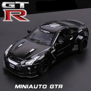 1:32 닛산 GTR R34 합금 럭셔리카 로고 모델 다이캐스트 금속 차량 레이싱 카 사운드 라이트 컬렉션, 05 A297-Black 2, 1개