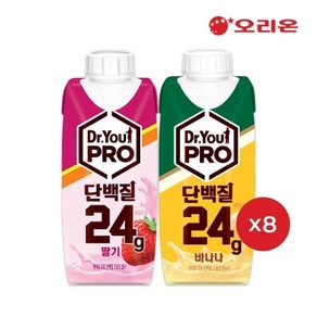 오리온 닥터유 프로 드링크 단백질 바나나맛(250ml)+딸기맛 각8팩, 250ml