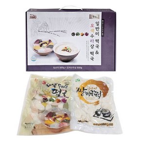 김수미 국산 떡국 설 선물세트 [일반500g+오색500g] 세트 떡국떡 국내산쌀, 1kg, 1세트