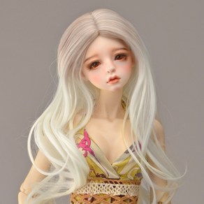 돌모아 구체관절인형 가발 SD 60cm 레이어드 롱 웨이브 베이지화이트 투톤 (8-9) Rolla Sh Wave Wig (B White)