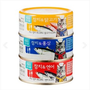 고메디쉬 참치 연어 홍삼 닭고기 90g 캐츠랑 고양이 캔 간식, 1개