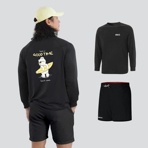 남자 루즈핏 긴팔 래쉬가드 상의 + 반바지 상하의 세트