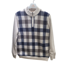 [올포유] Check jacquad half-zip windpoof knit AGSHMA311-BEGIE