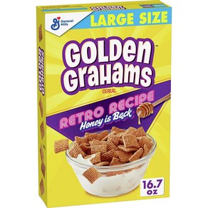 Golden Gahams Beakfast Ceeal Gaham Cacke Ta Golden Gahams 아침 시리얼 그레이엄 크래커 맛 통곡물 대형 16.7, 16.7 Ounce (Pack of 1), 473g, 1개