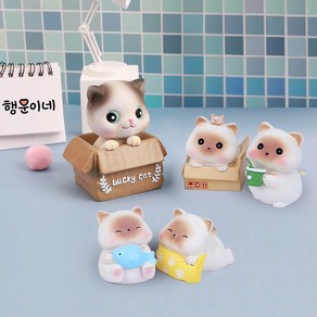 행운이네 고양이 피규어 5종, 1세트