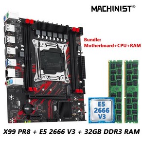 MACHINIST 마더보드 세트 키트 인텔 LGA2011-3 제온 E5 2666 V3 CPU 및 DDR3 2*16GB RAM 메모리 콤보 포함 X99 PR8