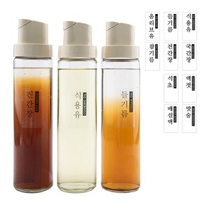 [앳홈] 클레로 오일병 자동개폐 소스병 세트 라벨지10종 증정, 500ml, 3개