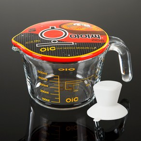 컵라면 완벽 계량내열유리 멀티 계량팟 500ml 디자인 도자기 뚜껑, 1개, 핫 누들+실리콘 탈부착 손잡이