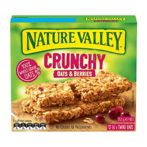 Natue Valley 네이처 밸리 크런치 오트 베리 그래놀라 스낵 바 6개입 Cunchy Oats Beies Ganola Bas, 42g, 1개