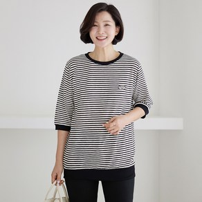 [김여사] 타임 단가라 티셔츠 중년여성의류 엄마옷 50대 여성