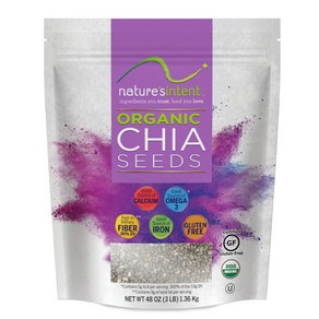 네이처스 인텐트 오가닉 치아씨드 1.36 kg 1 개 / Nature's Intent Organic Chia Seeds Exp. 2025/05