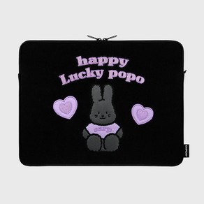 어프어프 노트북 파우치, HAPPY LUCKY POPO-BLACK (13인치)