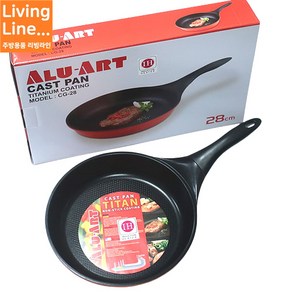 Living AUL-ART 인덕션 티타늄 논스틱코팅 프라이팬 IH 칼라 프라이팬 [사이즈선택], 28cm, [ 1개 ], 1개
