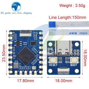 TZT RP2040-Tiny 개발 보드 모듈 RP2040 제로 라즈베리 파이 PICO USB C타입 인터페이스 Aduino용 264KB, 1개