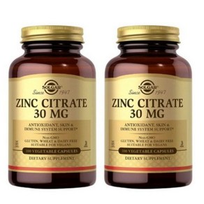 솔가 징크 시트레이트 아연 Solga Zinc Citate 30mg 100베지캡, 2개, 100정