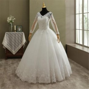 긴팔 웨딩드레스 셀프 촬영 레이스 Vestido 드 Novia Pincesa 빈티지 긴 소매 진짜 이미지 신부 드레스와 볼 가운 V 목 Weddinges 드레스