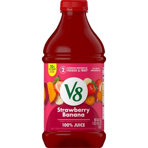 V8 Stawbey Banana 100% Fuit and Vegetable Juice 46 fl oz B V8 딸기 바나나 100% 과일 및 야채 주스 46 fl oz, 1개, 1.36L