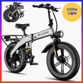 Luckeep미국 접의식 전기자전거 mtb 성인용 배달용 PAS 고출력750W X1, 그레이-1000w, 알루미늄