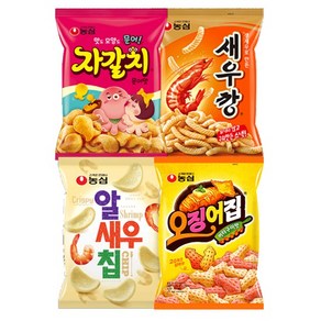 농심 새우깡 90g x 2봉 + 오징어집 78g x 2봉 + 자갈치 90g x 2봉 + 알새우칩 68g x 2봉, 없음, 1개