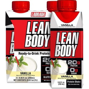 Lean Body Ready-to-Dink 초콜릿 단백질 쉐이크 40g 유청 블렌드 설탕 0개 글루텐 프리 비타민 및 미네랄 22개 라브라다 500ml(17온스) (