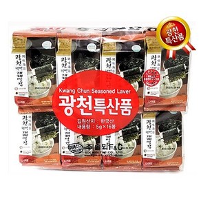 광천 특산품 재래 도시락김(조미김), 5g, 16개