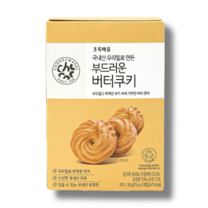 국내산 우리밀로 만든 부드러운 버터쿠키 초록마을, 90g, 3개