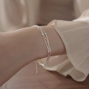 925순은 세 줄 레이어드 실버볼 팔찌 미니멀하고 세련된 데일리 여성팔찌 아이템