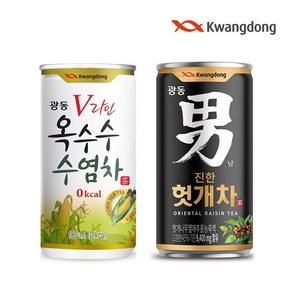 광동 옥수수수염차 180ml x 30캔 + 진한 헛개차 180ml x 30캔, 1세트