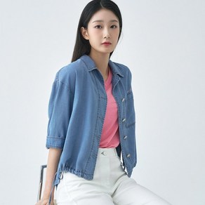지센 데님 오픈카라 숏 블라우스 LCWSO328_BL 1326407