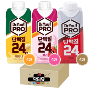 오리온 닥터유 프로 단백질 드링크 딸기 + 초코 + 바나나, 12개, 250ml