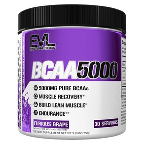 EVLUTIONNUTRITION BCAA 5000mg 퓨리어스 그레이프, 258g, 2개