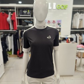 [엘르골프] 22 여성 여름(이월) 세로 조직감패턴 반목 7부 반팔 티셔츠 6I45406401