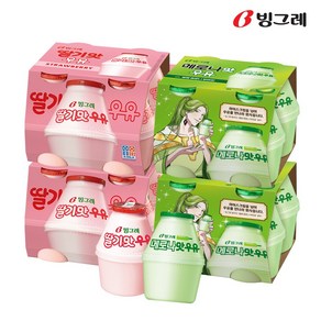 빙그레 딸기맛 우유 240ml 8개+메로나맛 우유 240ml 8개, 1세트