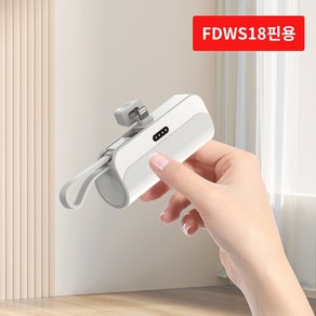 FONOW 보조배터리 5000mAh 단자 접이식 미니 일체형 도킹형, 흰색, FDWS18핀용