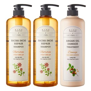 [S] 댕기머리 허벌 사카잉키 리페어 샴푸 1000ml 2개+아르간 트리트먼트 1000ml, 3개, 1L