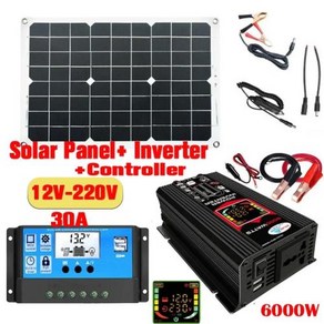 12V ~ 220V 4000/6000W 태양 광 발전 시스템 세트 전지 패널 컨트롤러 스마트 LCD 디스플레이 인버터 자동, 4) 12V to 220V 6000W, 1개