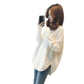 여성용 브이넥 루즈핏 이너부드러운 데일리 베이직 니트 Women's Knitwear