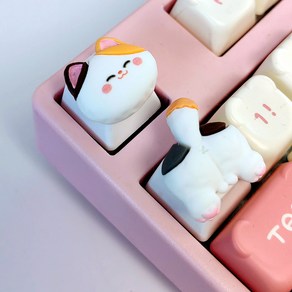 마오샾 키캡 키보드 고양이 귀여운 강아지 커스텀, 십자축, 얼룩고양이+궁둥이