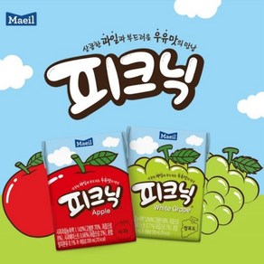 [매일유업] 피크닉 사과 200ml 24팩 +청포도 200ml 24팩, 48개