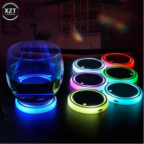 자동차 LED 컵 홀더 라이트 매트 받침 병 센서 진동 분위기 조명 별자리 홀더 7 가지 색상, 한개옵션0