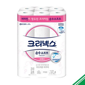 크리넥스 3겹 순수소프트프레시 27m 24롤, 24개