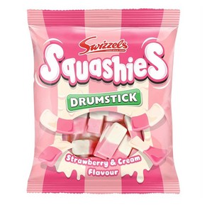 Swizzels 드럼스틱 스트로베리 앤 크림 Swizzels Dumstick Squashies Stawbey & Ceam Flavou, 6개, 140g