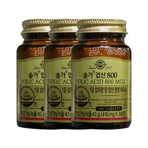 GNC 엽산 800, 100정, 3개