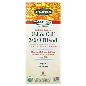 Floa Udo's Choice Oil 3-6-9 혼합물 946ml(32fl oz) Floa (플로라), 502.75 ml, 1개, 0.946l