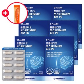 [본사기획세트]프롬바이오 포스파티딜세린 징코 PS 뇌건강 두뇌 두뇌건강 식약처인정 호박스틱1포, 6박스, 30정