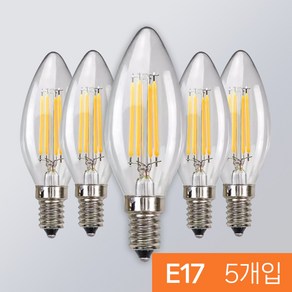 LED 촛대구 COB E17 E26 에디슨전구 카페조명 샹들리에 전구 KS인증, 5개