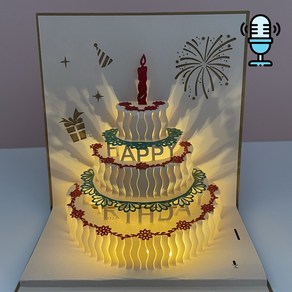 생일녹음카드 재생 입체 팝업카드 생일축하 3D 케이크 모양 생일선물 pop up card 내 목소리를 담아